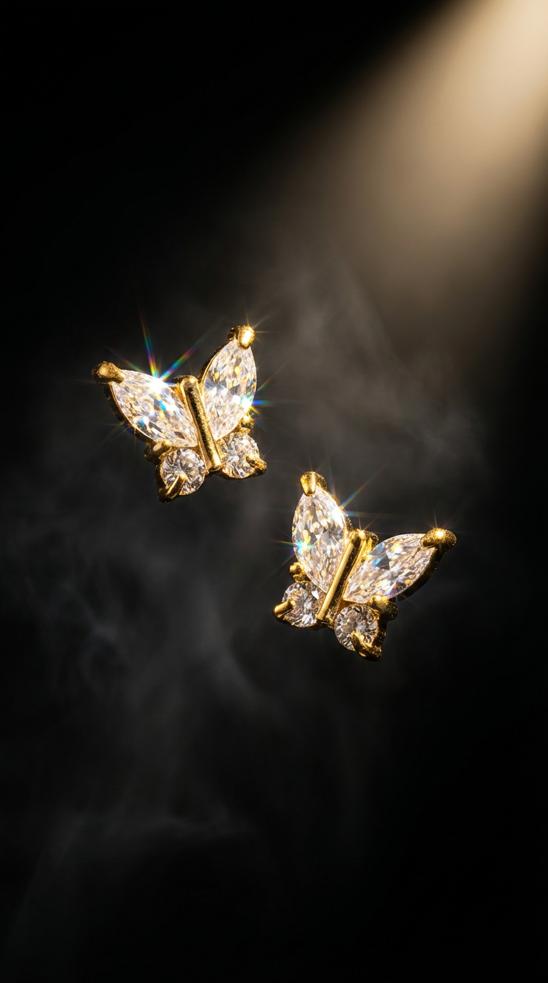 Butterfly Zircon Earring Steel Fashion Jewelry