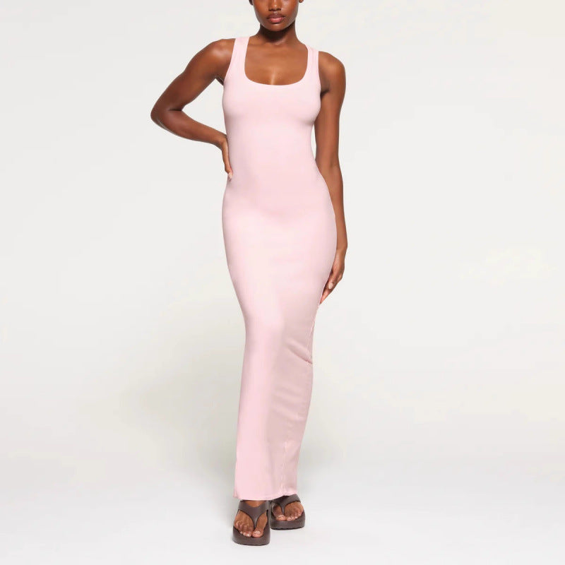 U-neck vest long dress