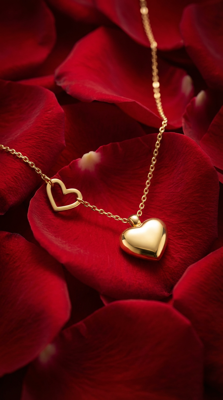 Women's Necklace Full Diamond Delicate Necklace Rose Gold Plated Heart Pendant Necklace with White Zircon Elegant Women's Jewelry Gifts for Anniversaries and Valentine's Day