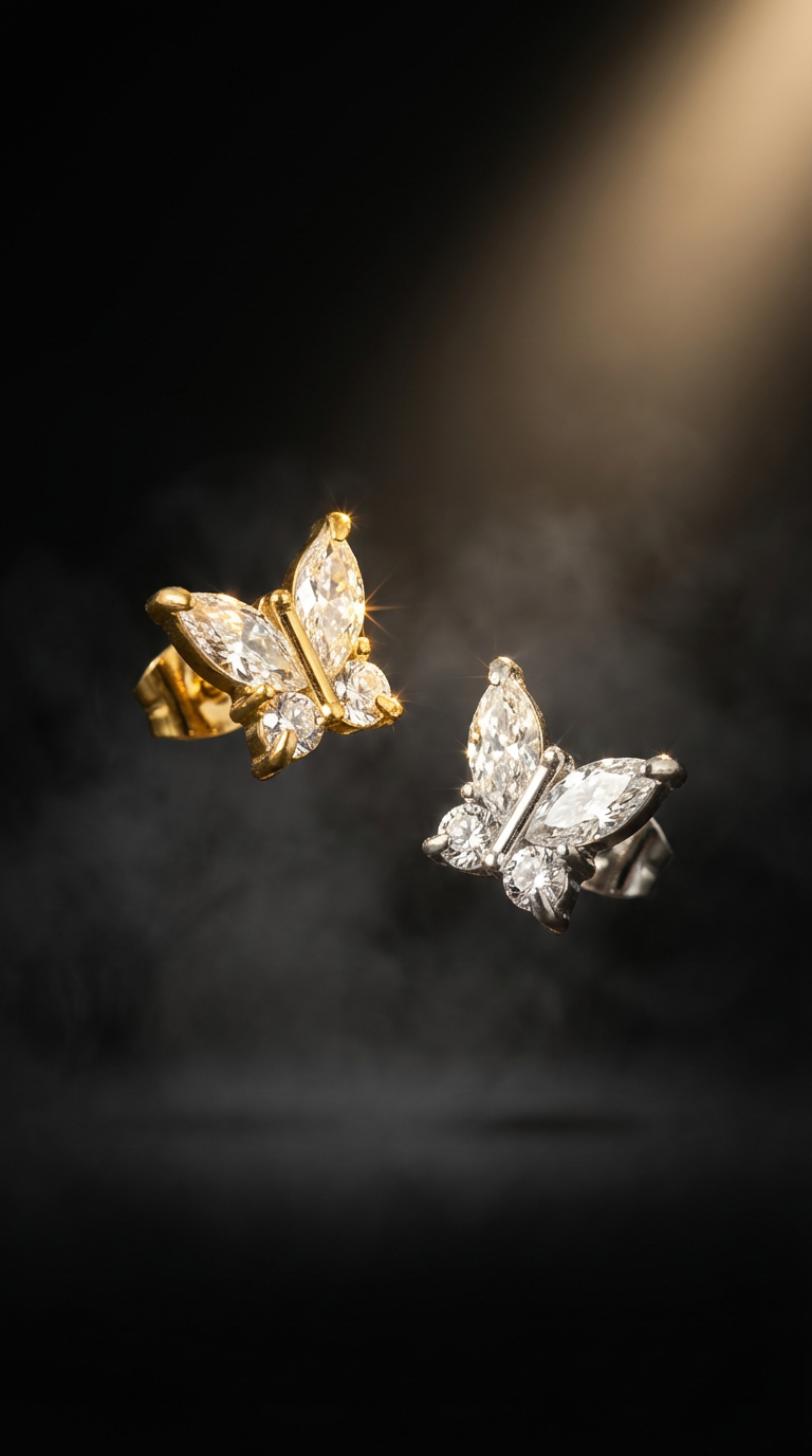 Butterfly Zircon Earring Steel Fashion Jewelry