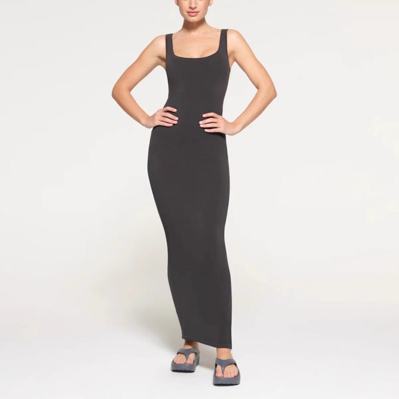 U-neck vest long dress