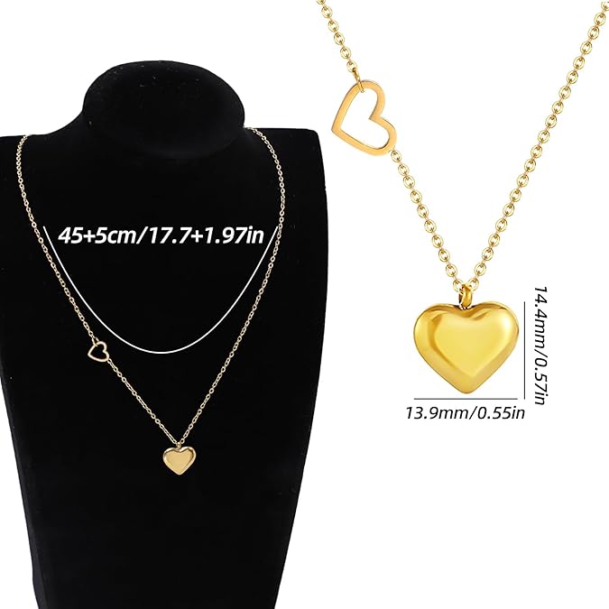 Women's Necklace Full Diamond Delicate Necklace Rose Gold Plated Heart Pendant Necklace with White Zircon Elegant Women's Jewelry Gifts for Anniversaries and Valentine's Day