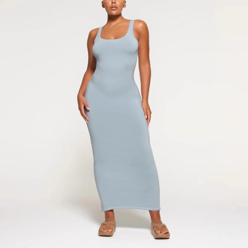 U-neck vest long dress