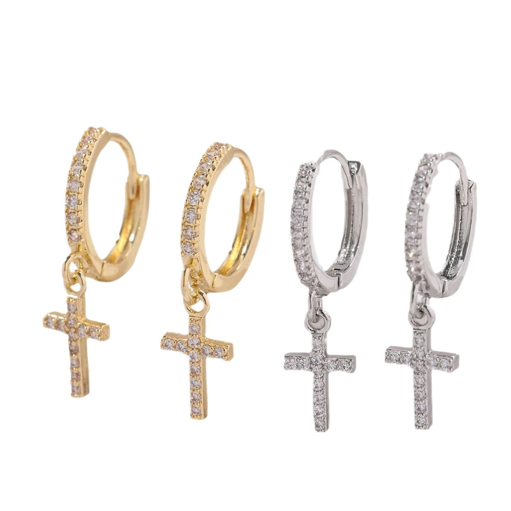 Pendant Cross Hoop Earrings