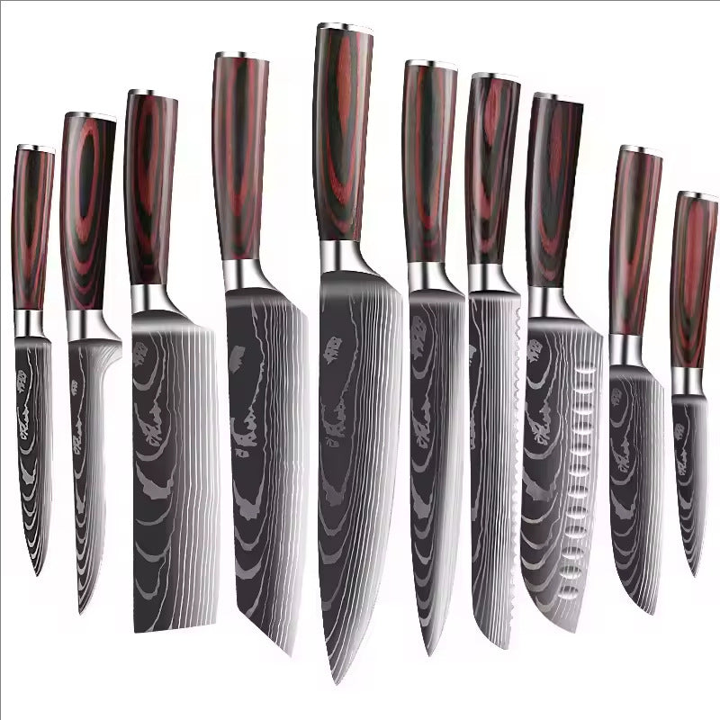 Steel Kitchen Knife Set with Wood Handle