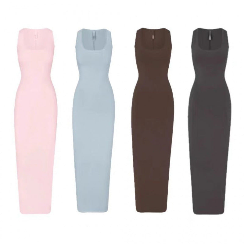 U-neck vest long dress