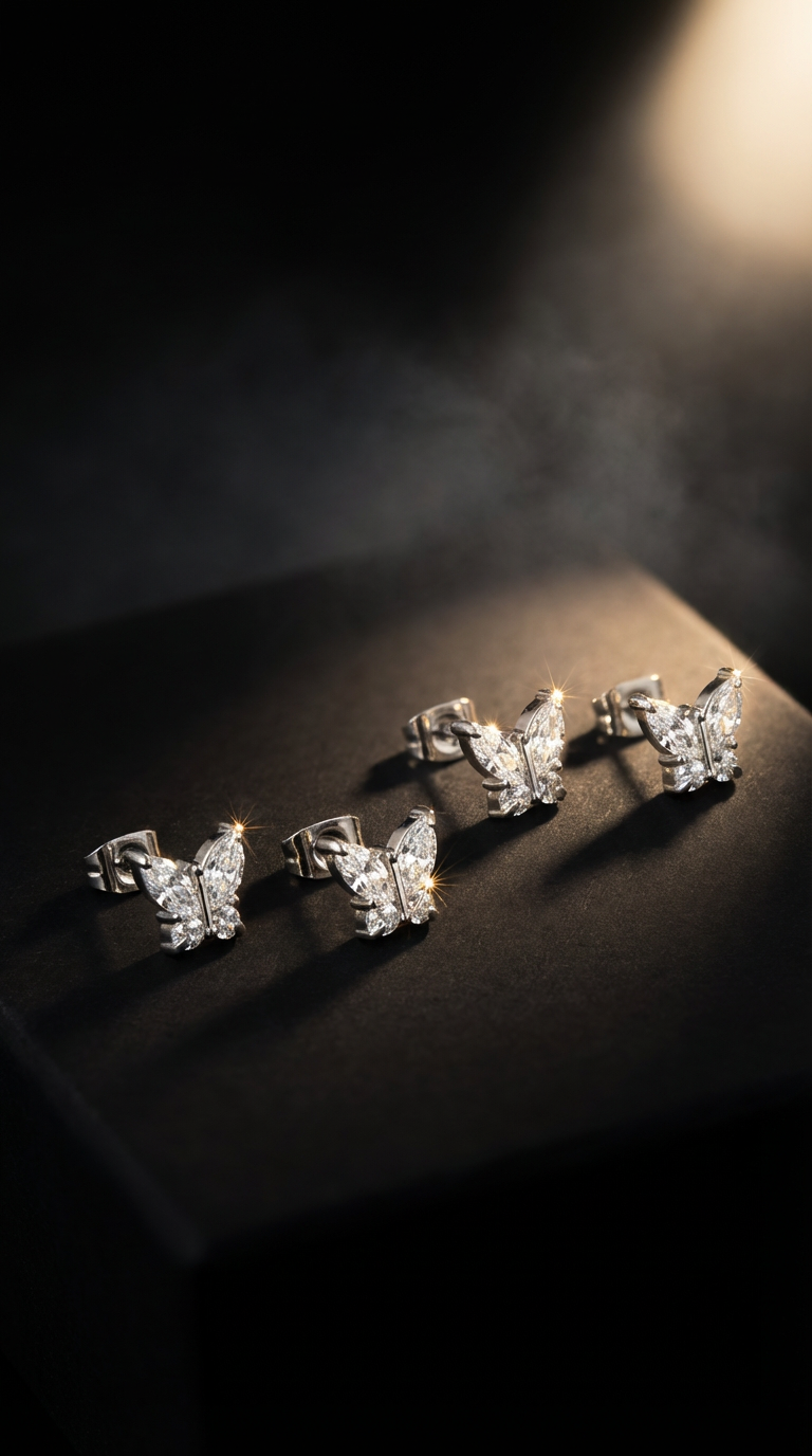 Butterfly Zircon Earring Steel Fashion Jewelry
