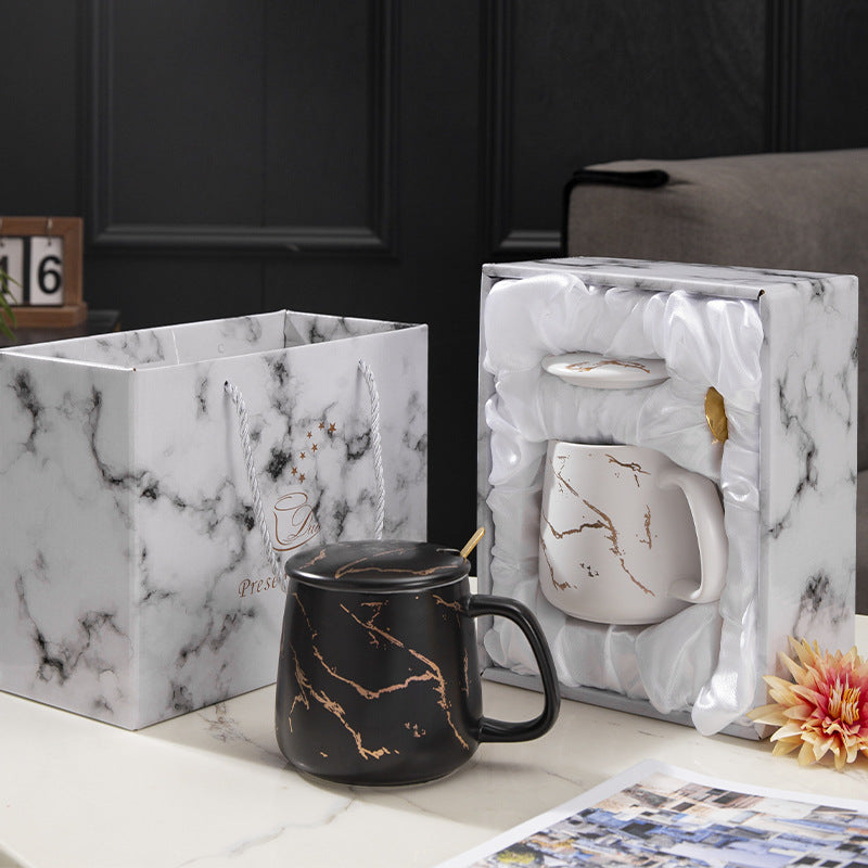 Creative Mug Big Belly Ceramic Cup Nordic ins Coffee Cup Personalized Marble Pattern Home Office Cup