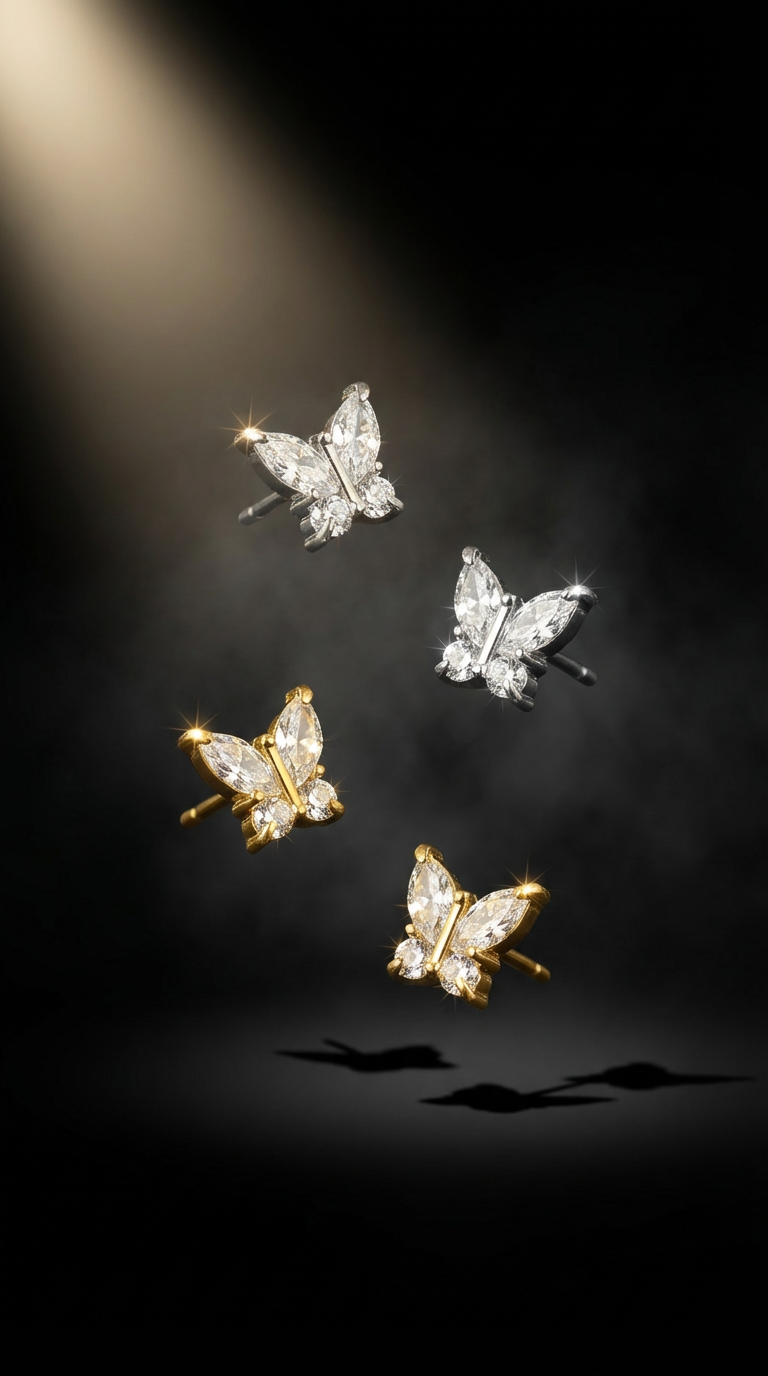 Butterfly Zircon Earring Steel Fashion Jewelry