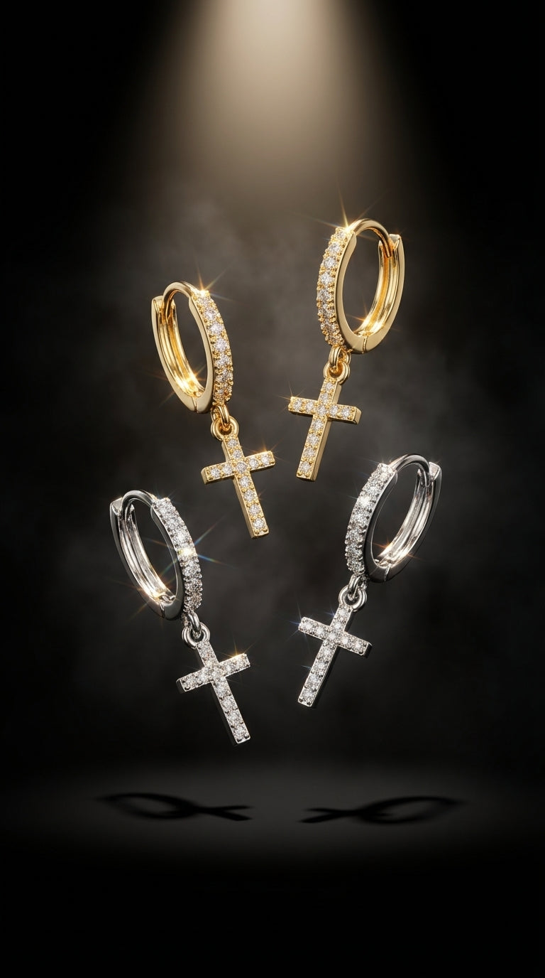 Pendant Cross Hoop Earrings