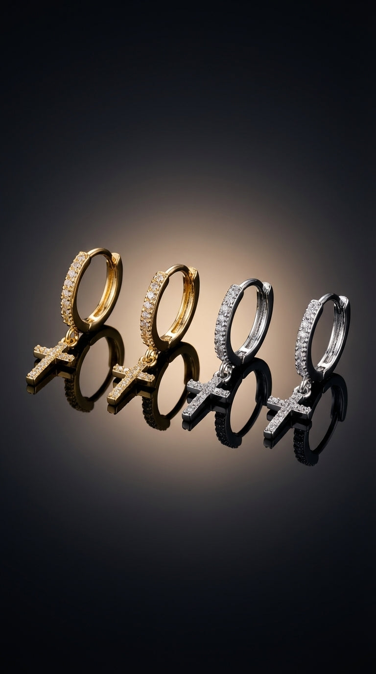 Pendant Cross Hoop Earrings