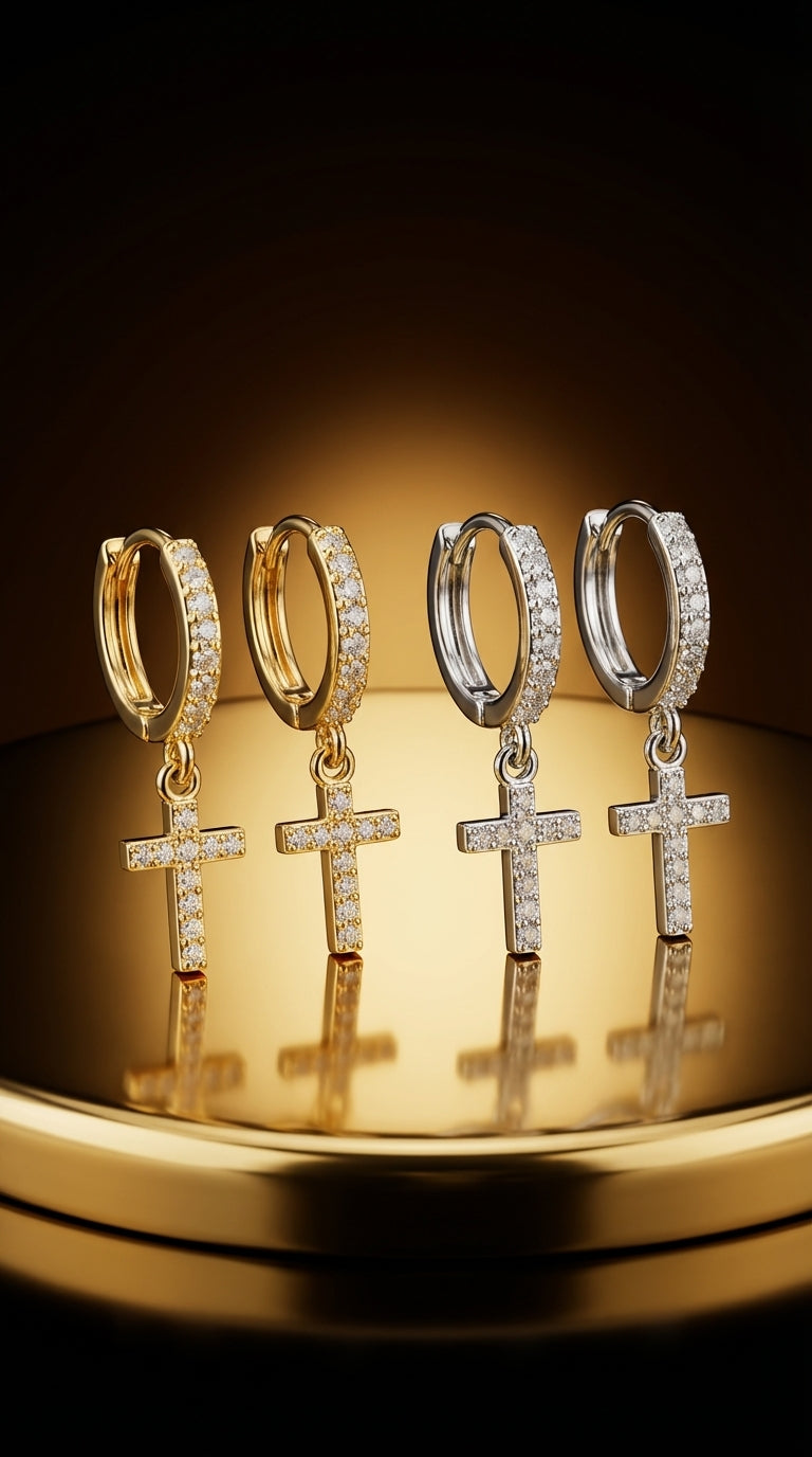 Pendant Cross Hoop Earrings