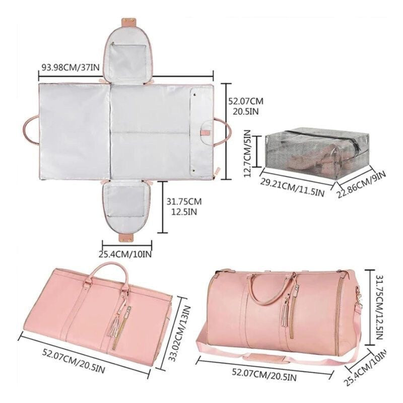 Large Capacity PU Leather Travel Handbag