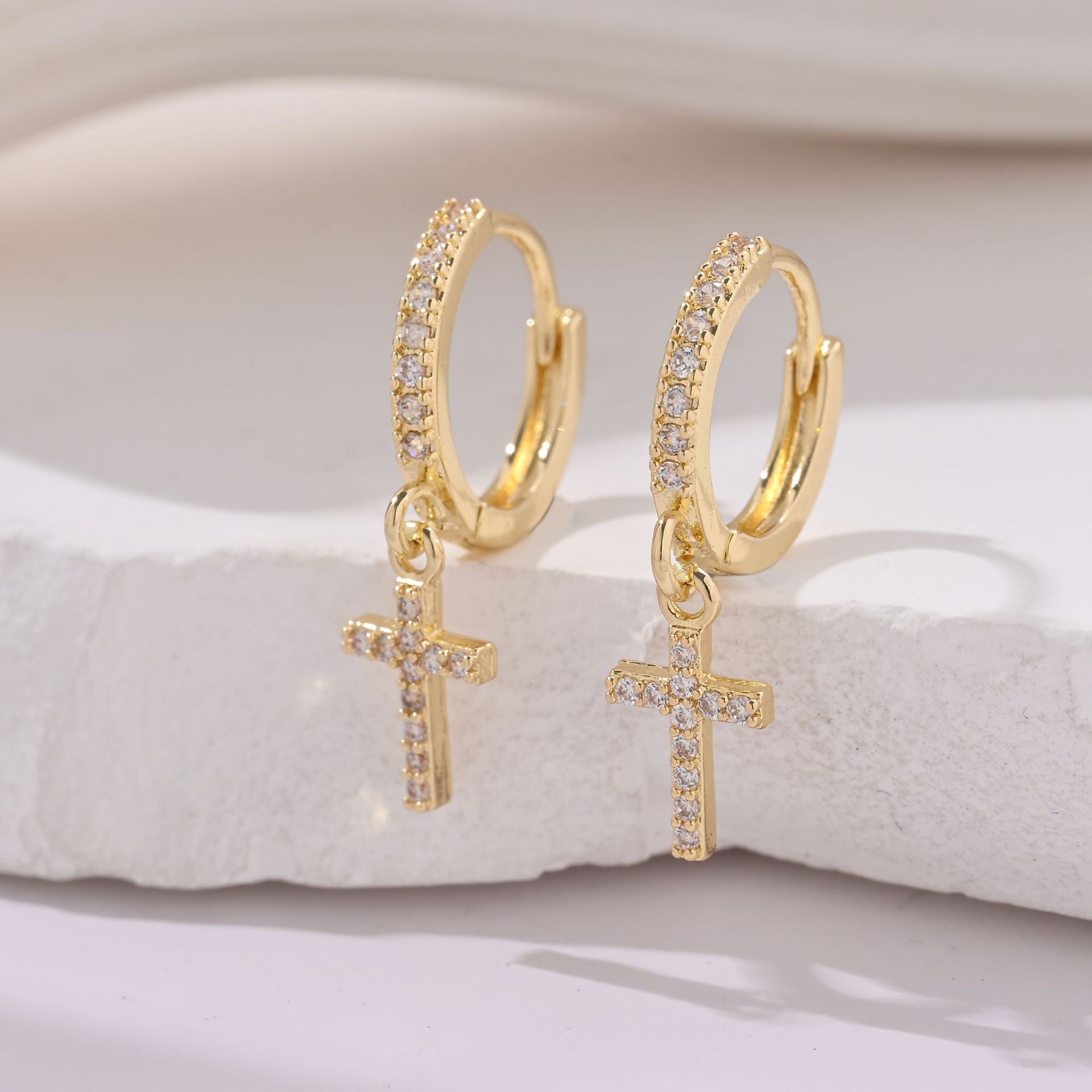 Pendant Cross Hoop Earrings