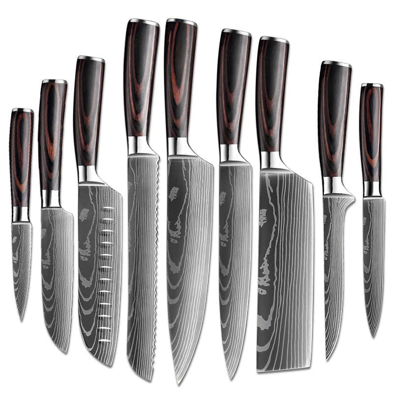 Steel Kitchen Knife Set with Wood Handle