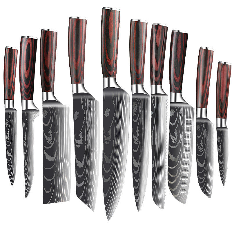 Steel Kitchen Knife Set with Wood Handle