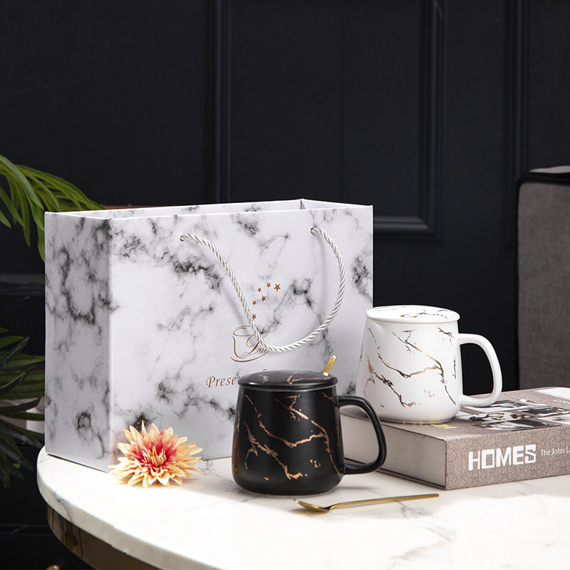 Creative Mug Big Belly Ceramic Cup Nordic ins Coffee Cup Personalized Marble Pattern Home Office Cup