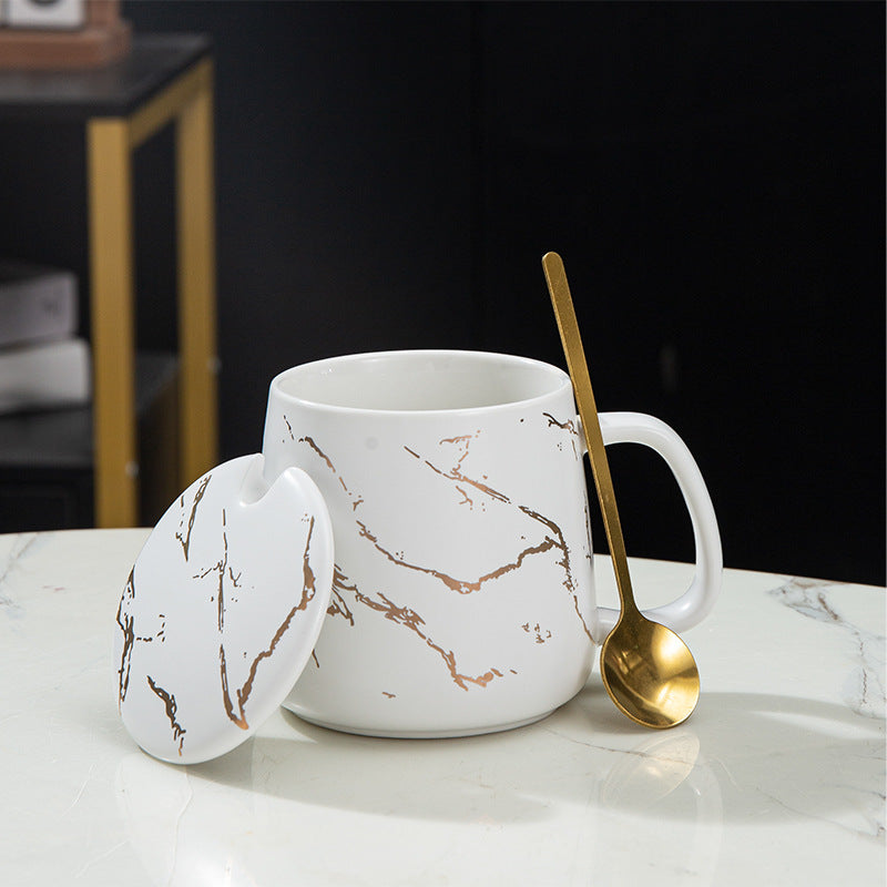Creative Mug Big Belly Ceramic Cup Nordic ins Coffee Cup Personalized Marble Pattern Home Office Cup